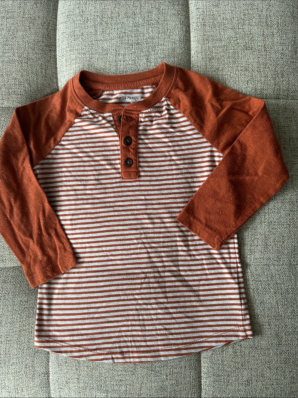 Cat & Jack Rust and White Striped Long-Sleeve Henley